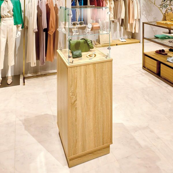 ストア・エキスプレス 木製ガラスタワーショーケース エクリュ 5236