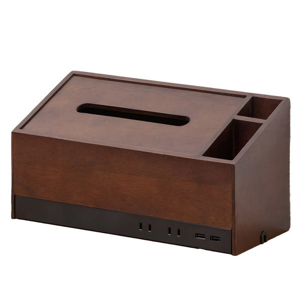 トップランド 天然木 収納ボックス デスクオーガナイザー ティッシュ