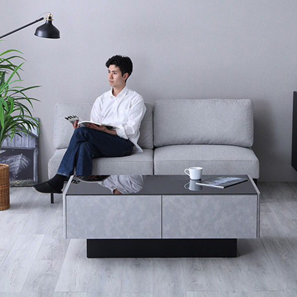 ホームテイスト クレイ コンクリート調センターテーブル 幅900×奥行900