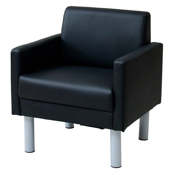 軒先渡し】YAMAZEN シングルソファ 1人掛 ブラック PVCレザー 幅600