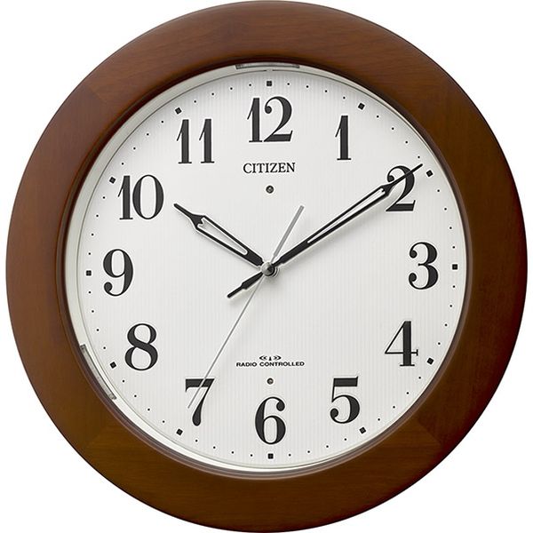 RHYTHM（リズム） シチズン 電波時計 掛け時計 木枠 暗所自動点灯 直径
