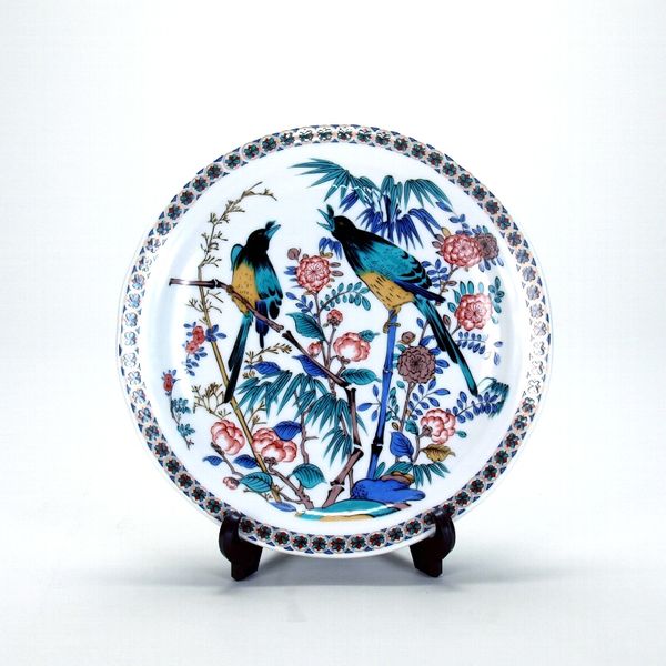 伊野正峰 九谷焼 9号飾皿 古九谷花鳥（直送品） - アスクル