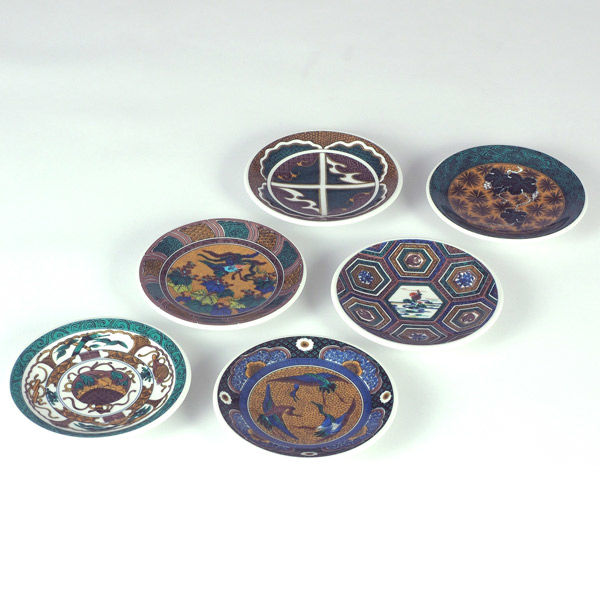 伊野正峰 九谷焼4号皿（6P） 名品六選（直送品） - アスクル