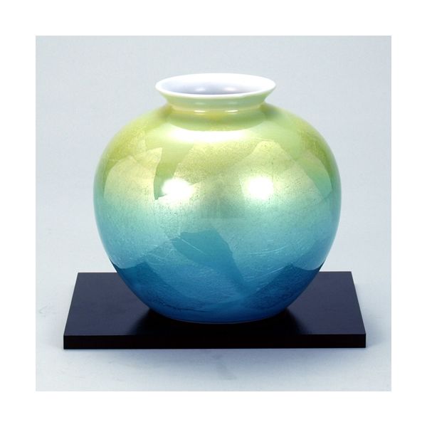 伊野正峰 九谷焼 5号花瓶 二色銀彩（直送品） - アスクル