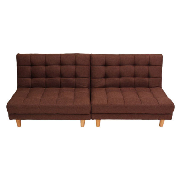 谷村実業 2分割ソファベッド ブラウン ファブリック ソファ ベッド