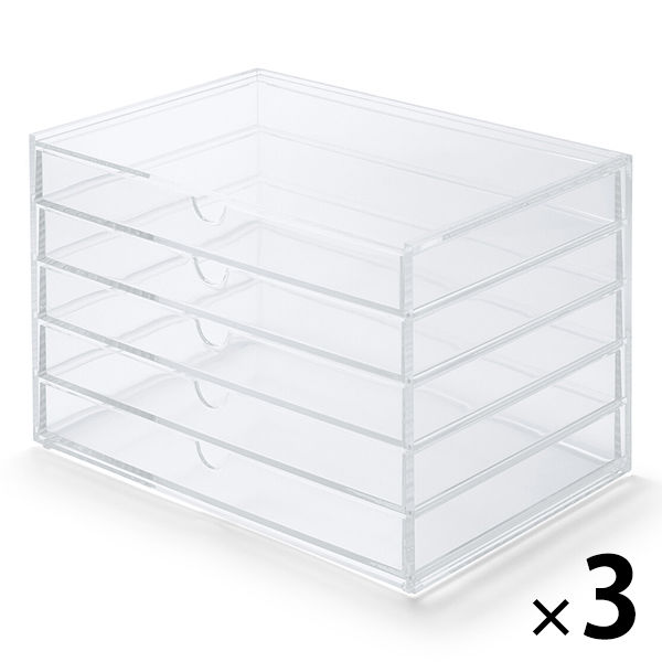 まとめ買いセット】無印良品 重なるアクリルケース 横型5段 約幅25.5