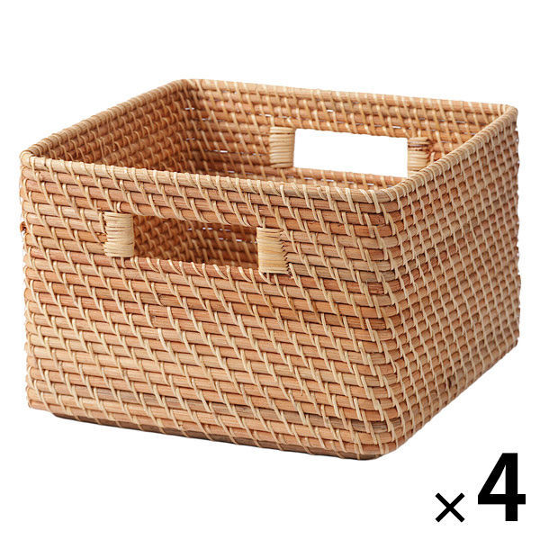 無印良品 重なるラタン角型バスケット 大 （V）約幅35×奥行36×高
