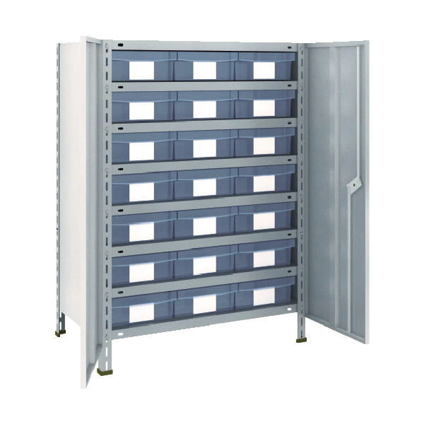 TRUSCO スチールラック 軽量棚扉付 875X450X1200樹脂引出透明大X21