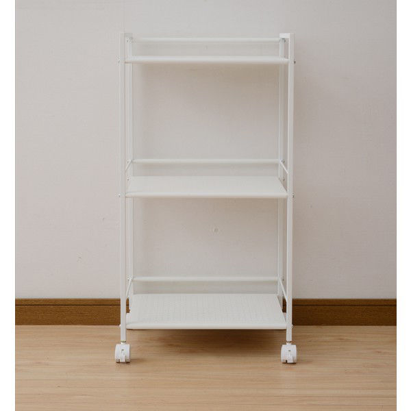 YAMAZEN キャスター付きスチールラック3段 幅425×奥行300×高さ825mm