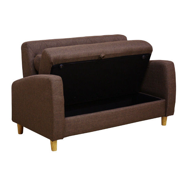 後藤家具物産 2Pソファ ブラウン 二人掛 北欧風 座面下収納庫付