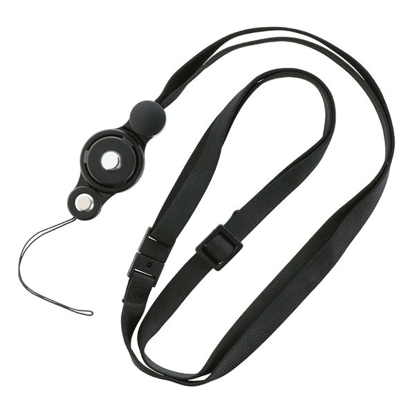 フィンガーリング付き ネックストラップ ブラック 落下防止 紛失防止