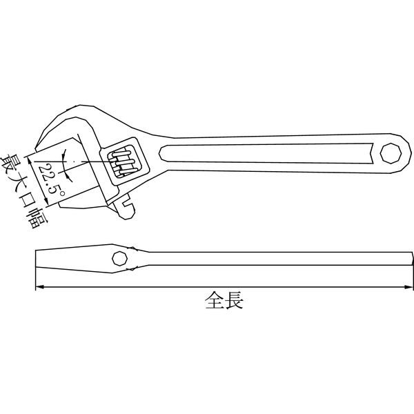 防爆工具】BAXNO（バックスノ） 防爆モンキーレンチ RBM-200 最大口幅