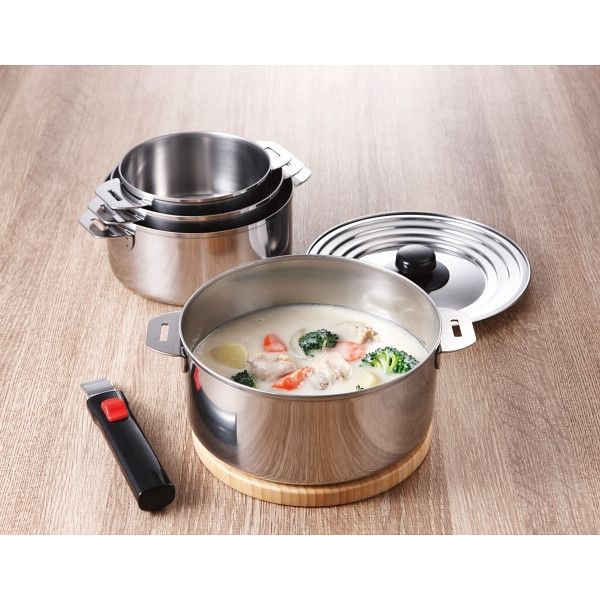 ヨシカワ 郷技 着脱式ハンドル鍋4点セット YJ3447 1箱（直送品