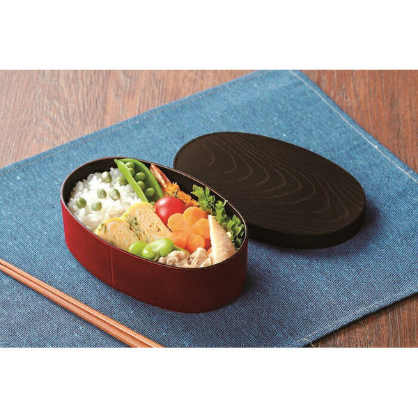 カクセー 山中塗 曲げわっぱ風お弁当箱(朱色)小判型 TW-20 1個（直送品