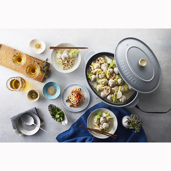 BRUNO オーバルホットプレート(ブルーグレー) BOE053-BGY 1台 - アスクル