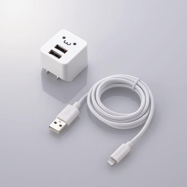 iPhone 充電器 12W USB-A2ポート ライトニングケーブル付属 1.2m 白