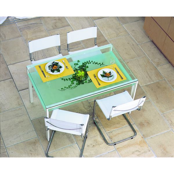 組立設置込】アルテジャパン ガラスダイニングテーブル 天板透明/棚板