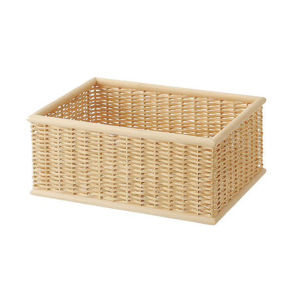 無印良品 重なるブリ材長方形バスケット 中 （V）約幅37×奥行26×高さ