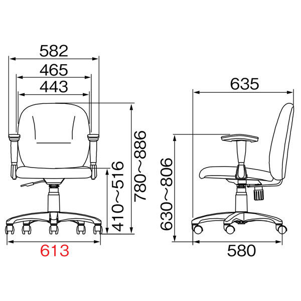 プラス NEXISチェア C01 オフィスチェア 布張り 肘無し ブラック KC