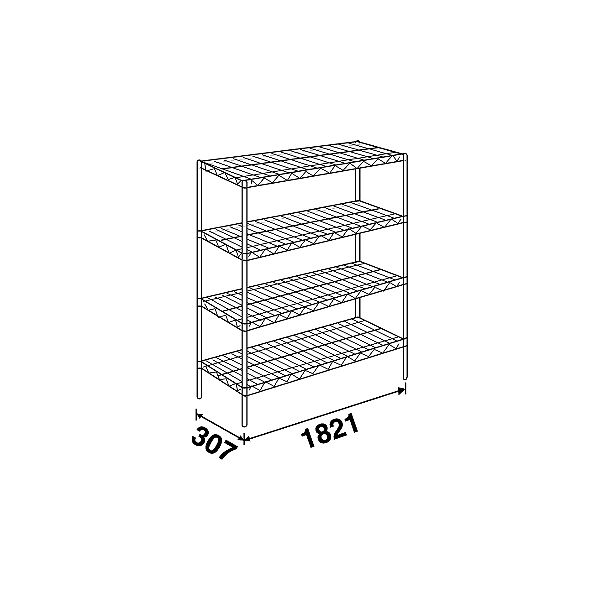 軒先渡し】エレクター スーパーシリーズ ワイヤーシェルフ4段 幅1821