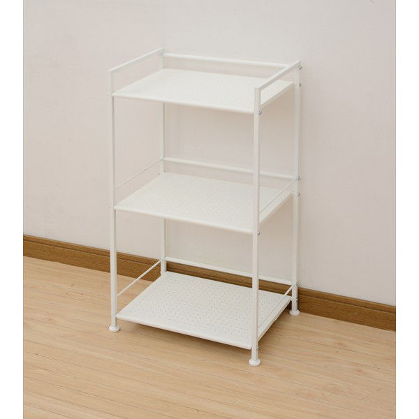 YAMAZEN キャスター付きスチールラック3段 幅425×奥行300×高さ825mm