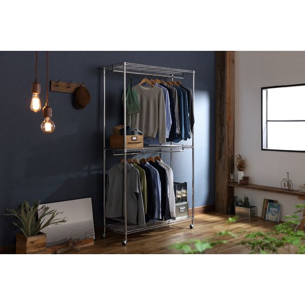 アイリスオーヤマ メタルシェルフ 2段ワードローブ SEW2-1221BC 1台