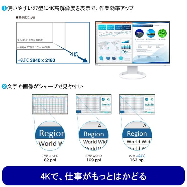 EIZO FlexScan 27インチ4K液晶モニターUSB-C給電 ブラック EV2740S-BK
