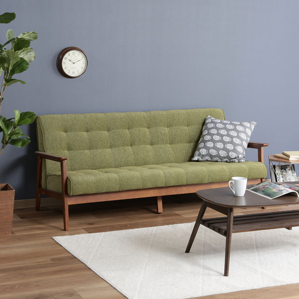 不二貿易 フレンズ ファブリックソファー 3人掛け 幅1700mm グリーン