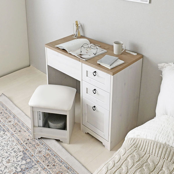 4FUL 佐藤産業 アンリ デスクドレッサー 幅800×奥行400×高さ700mm WH