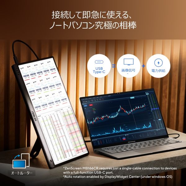 ASUS 15.6インチモバイルモニター ZenScreen MB166CR 1台 - アスクル