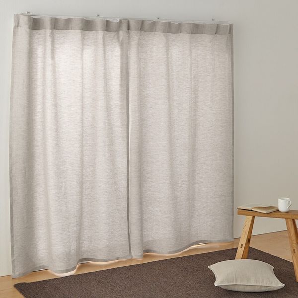 無印良品 麻平織ノンプリーツカーテン 幅100×丈200cm用 ライト