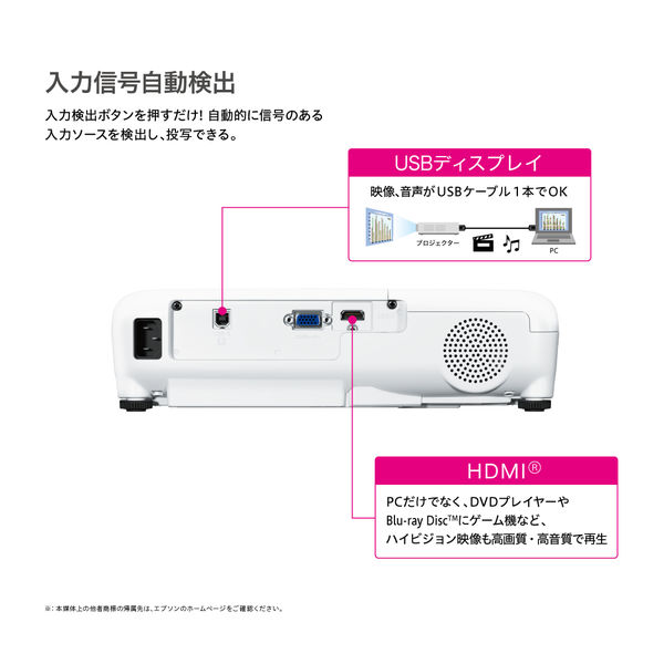 エプソン プロジェクター EB-E01 XGA 3300ルーメン (無線LANユニット非