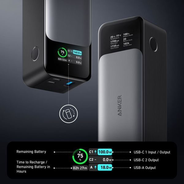 Anker モバイルバッテリー 24000mAh 140W出力 ディスプレイ搭載 737