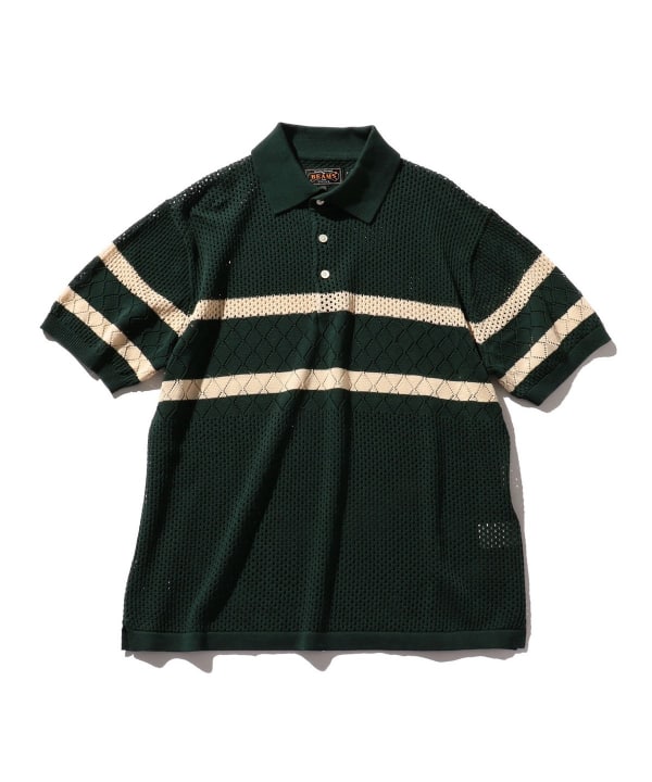 BEAMS PLUS（ビームス プラス）Knit Polo Mesh Stripe（シャツ