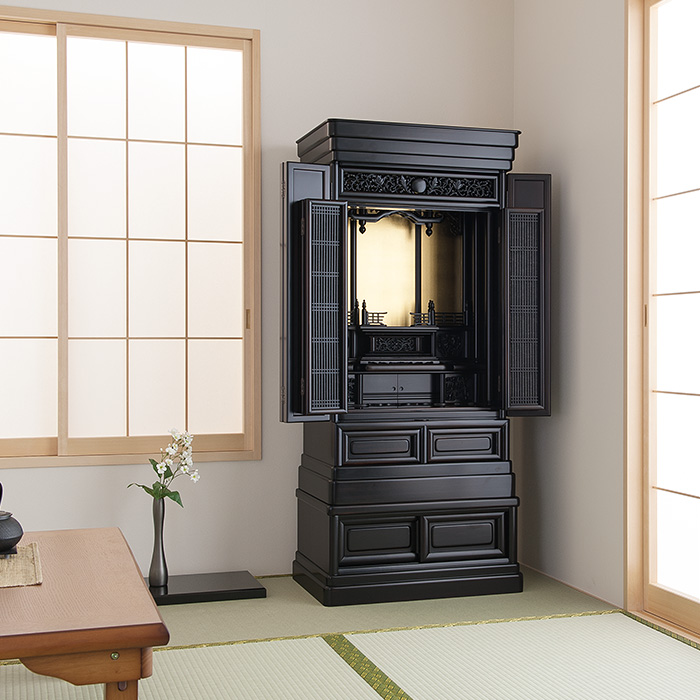 唐木 仏壇 No.9-F 本黒檀 48×19号 台付型 床置き 伝統工芸仏壇 | 東京