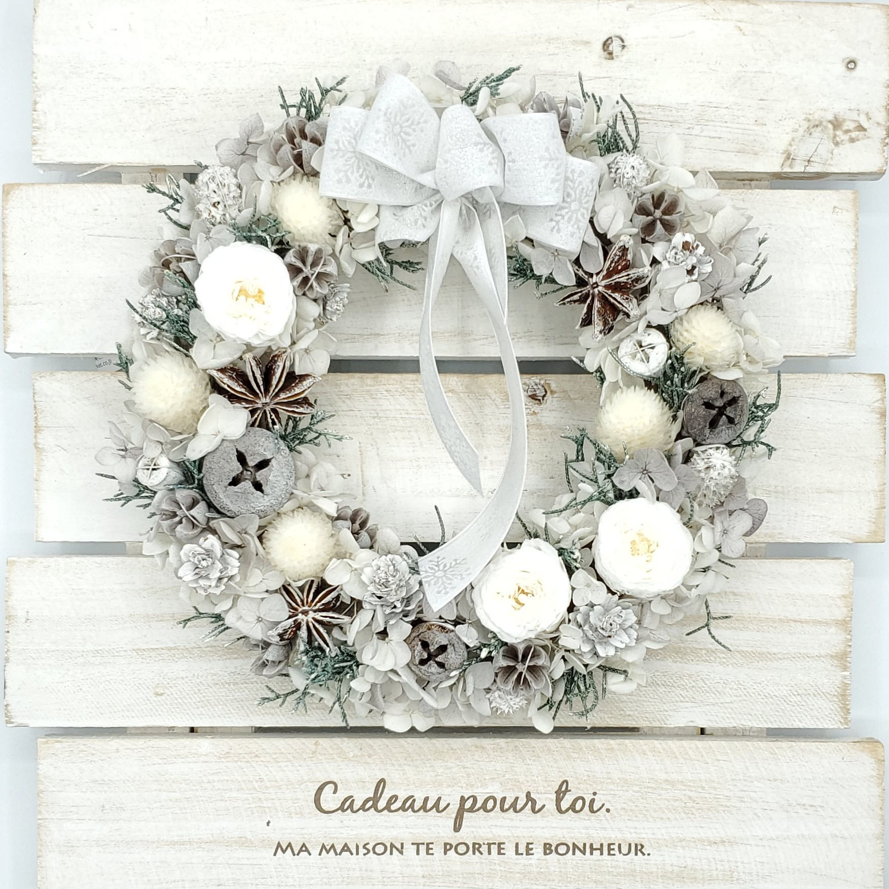 プリザーブドフラワー・クリスマスリースレッスン - 花のアトリエ