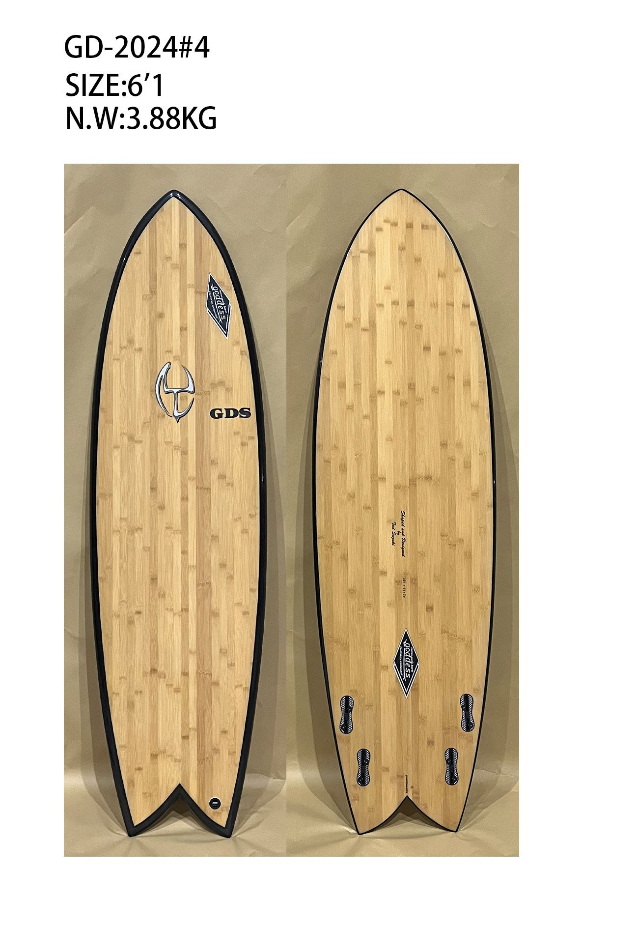 Goddessの開発力（バンブー＋レールカーボン）サーフボード - ゴッデス