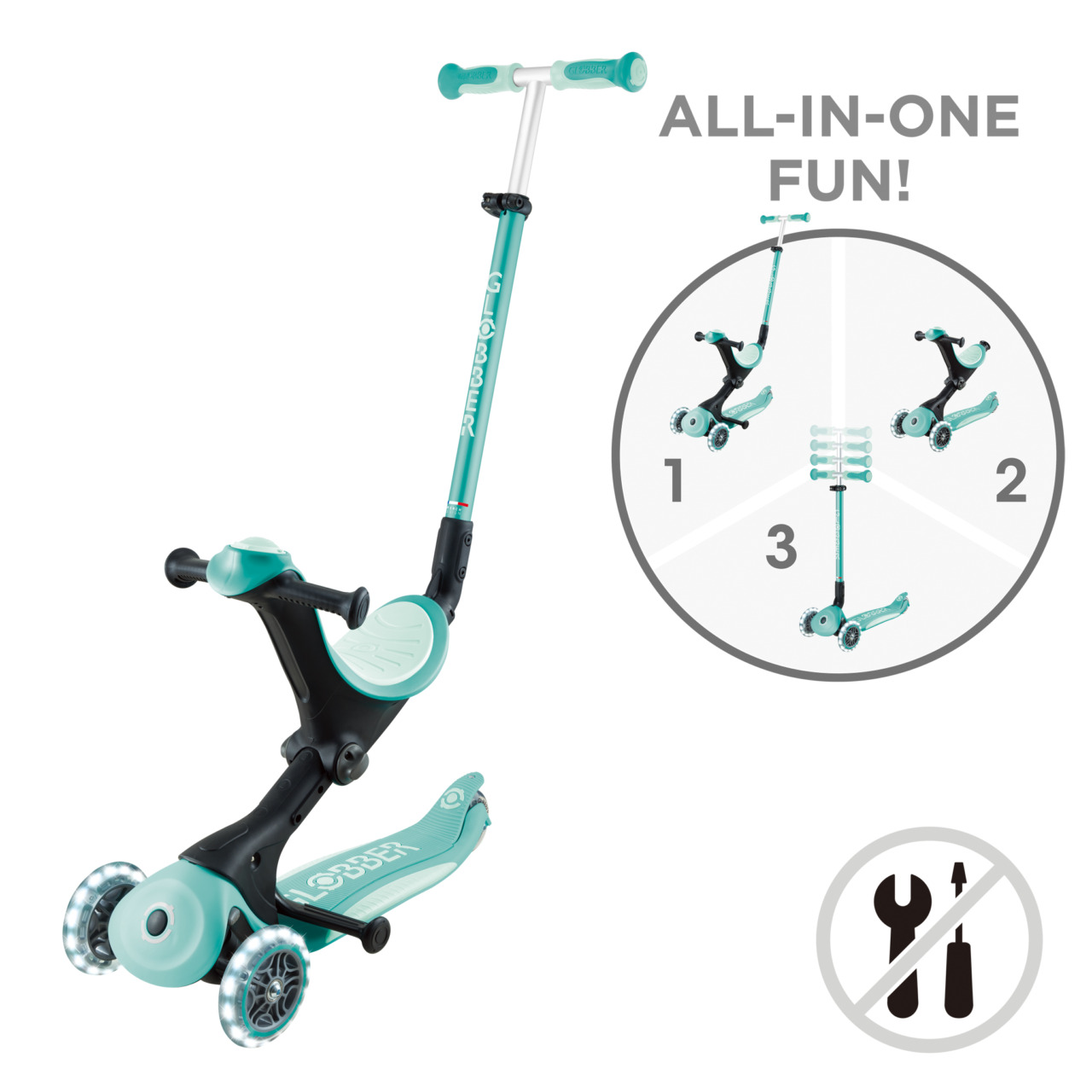 Sit-and-Ride Scooter: GO•UP DELUXE LIGHTS – Globber