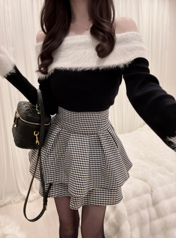 インパン裏地付き千鳥柄フレアミニスカート[gm773] | レディース