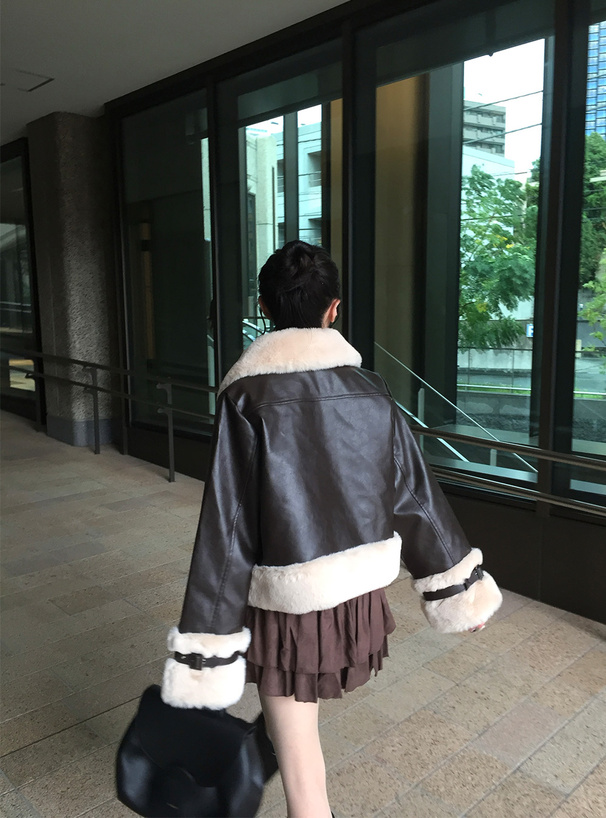 襟2Wayファードッキングレザーブルゾン[fo2217] | レディース