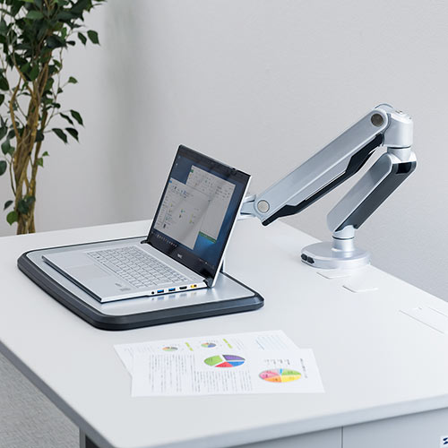 ノートパソコンアーム（ノートパソコンスタンド・ガスショック・3関節
