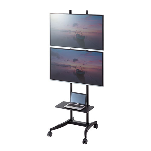 テレビスタンド(32～55インチ対応・会議用・上下2面・デジタル