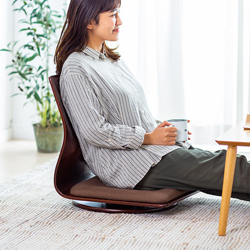 和風座椅子（曲木・和室・木製・回転・クッション・持ち手付き・旅館