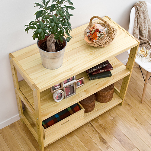 ウッドラック（奥行400mm・幅900mm・高さ800mm・3段・棚板可変・パイン