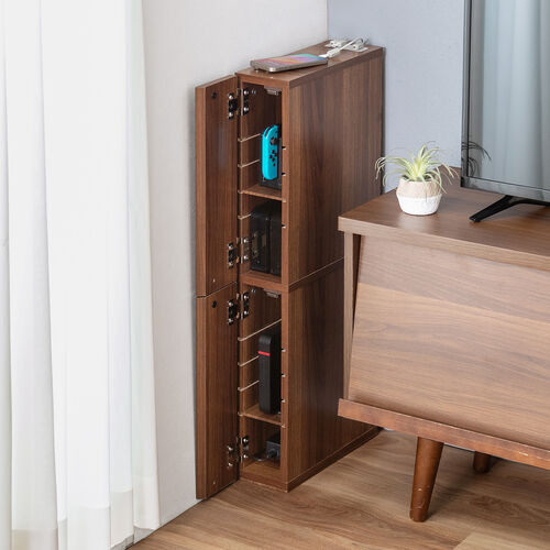 隙間収納ラック（スリムワゴン・幅12cm・高さ80cm・タップ収納・充電