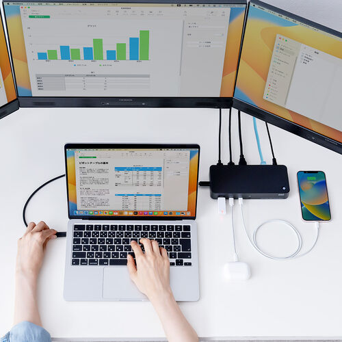 ドッキングステーション（HDMI3画面対応・タイプCハブ・トリプル
