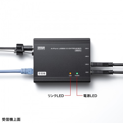 USB2.0エクステンダー（USB2.0・最大100m延長・USB4ポート） USB