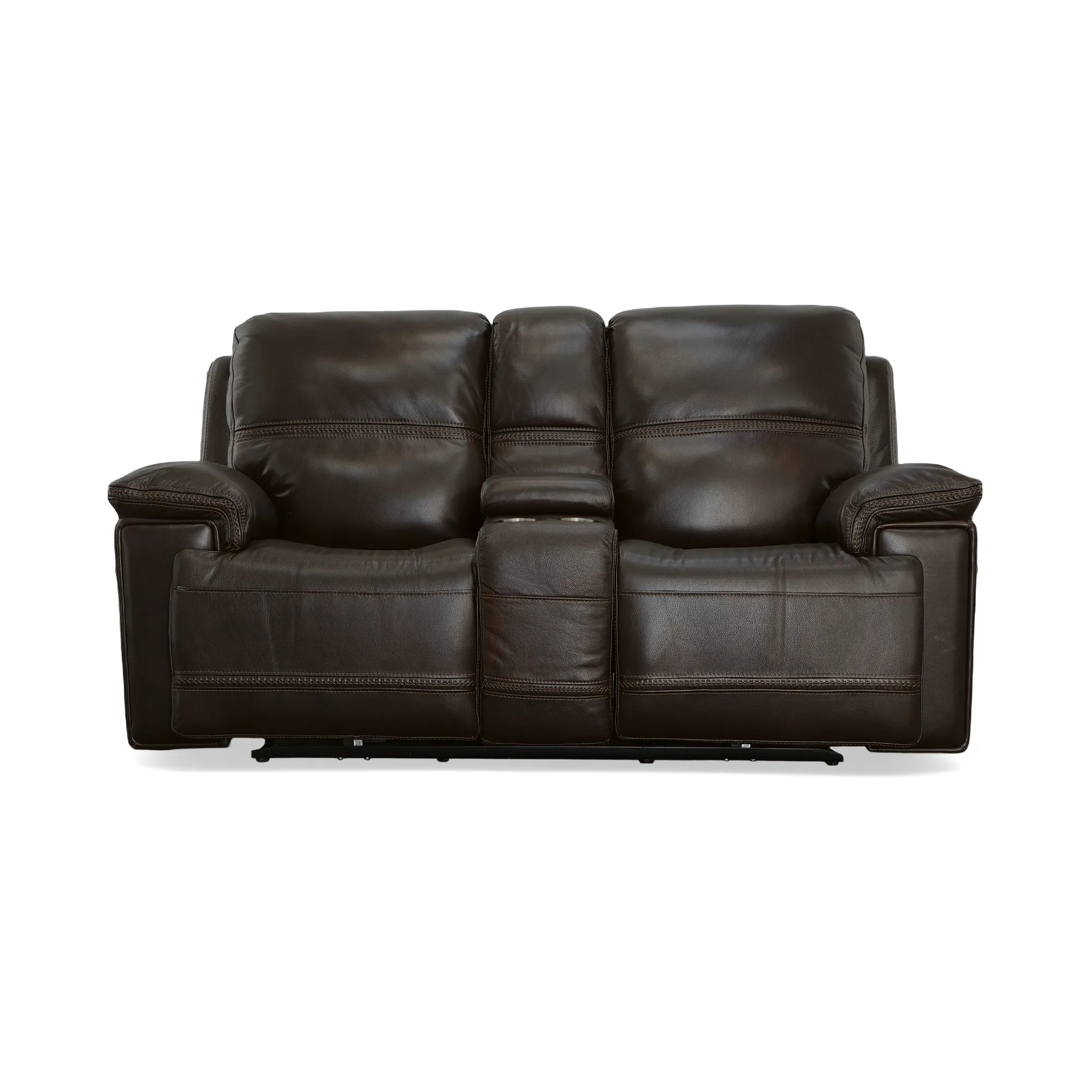 Fenwick Leather Power Loveseat with Console & Power Headrests