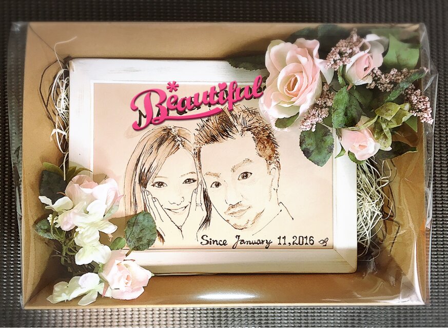 ウェルカムボード 額縁/ピンクの薔薇造花/そのままおける透明