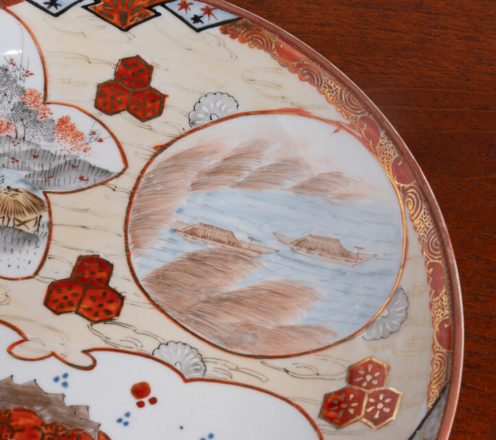 九谷焼 色絵金彩 大黒天 八寸皿 明治時代 E841B | iichi 日々の暮らし